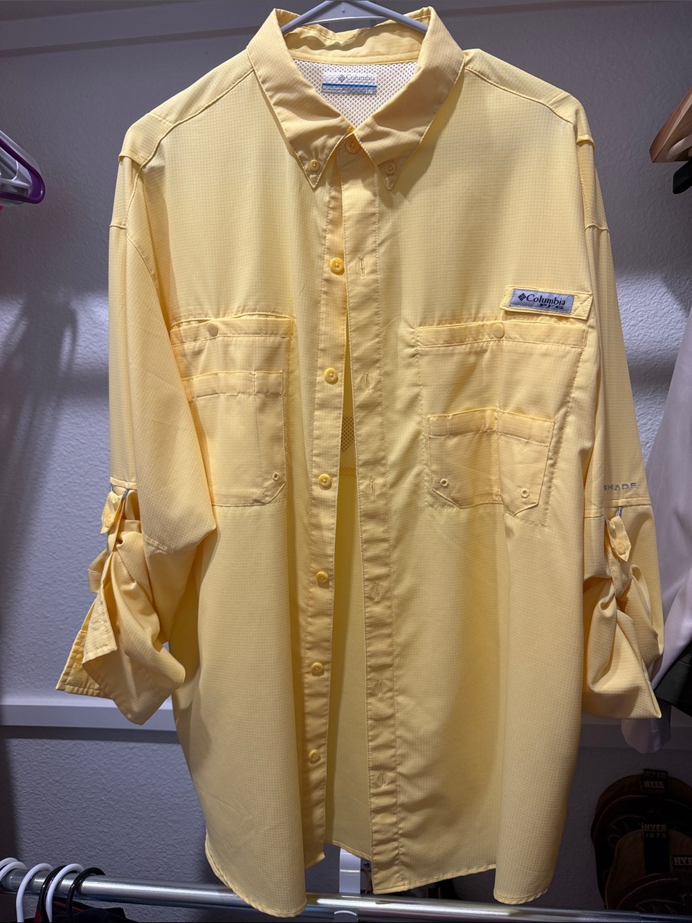 Columbia Yellow Long Sleeve Performance Button-Up Shirt